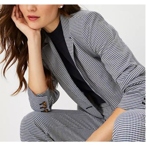 Ann Taylor Women´s Striped Houndstooth Casual Minimalist  Blazer Jacket size 6 - Picture 1 of 16